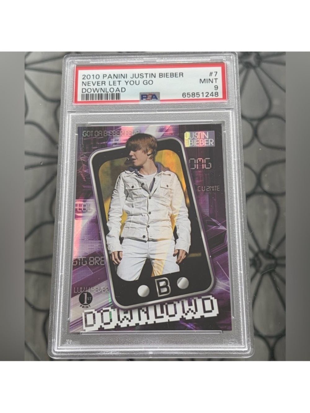 Justin Bieber 2010 Panini Download Rookie RC Music Card PSA Graded 9 POP 4